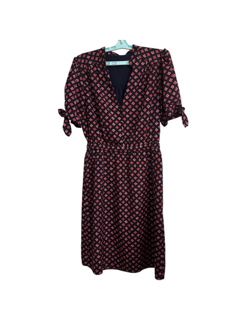 Trina Turk ASO The Today Show Navy & Pink Floral Printed Puff Sleeve Dress SZ 6 - Picture 2 of 8
